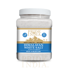 Himalayan White Salt by Pride Of India - 2.2Lbs - Rarest & Enriched W/84+ Natural Minerals- Low Sodium- Mineral Rich Nutrition and Enhanced Taste (Value: Fine Grind)